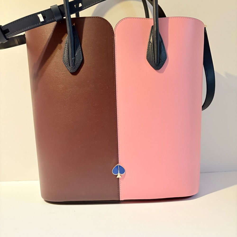 RARE ♠️ KATE SPADE NICOLA COLOR BLOCK LARGE TOTE BAG♠️ includes crossbody strap - Picture 7 of 7